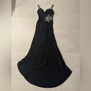 Jovani Black High Low Dress with Silver Embellishments